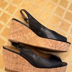 Coach Black Sling Back Wedges